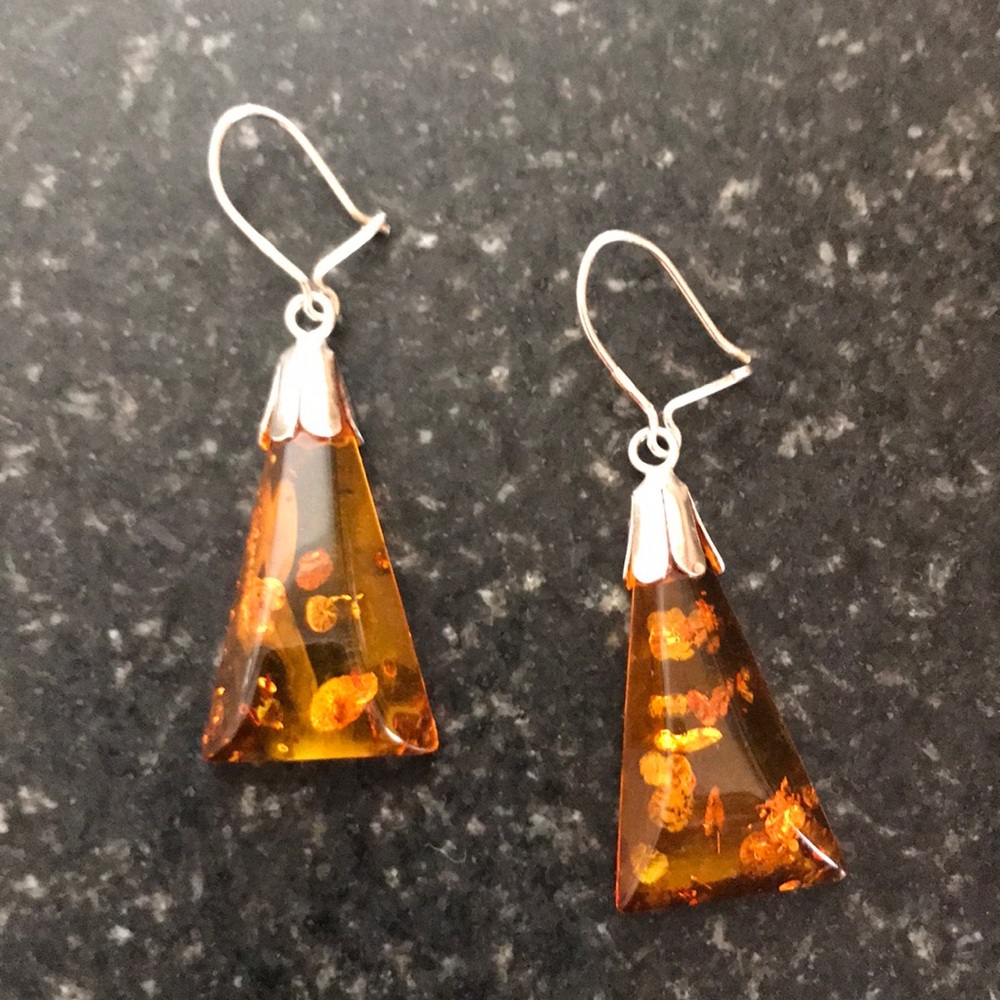 Amber and Silver Earrings